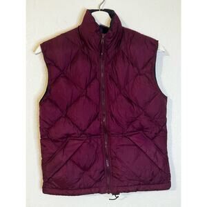 Cabela's Women's Quilted Puff Vest‎ Goose Down Maroon Navy Size S